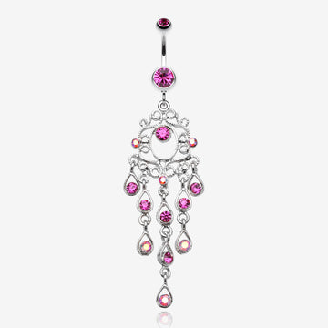 Classic Chandelier Sparkle Belly Ring-Fuchsia